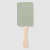 Whimsical Script | Programma Sage Green Wedding Handwaaier (Voorkant)