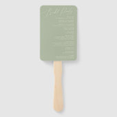 Whimsical Script | Programma Sage Green Wedding Handwaaier (Achterkant)