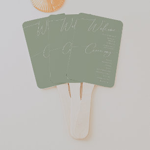 Whimsical Script   Programma Sage Green Wedding Handwaaier
