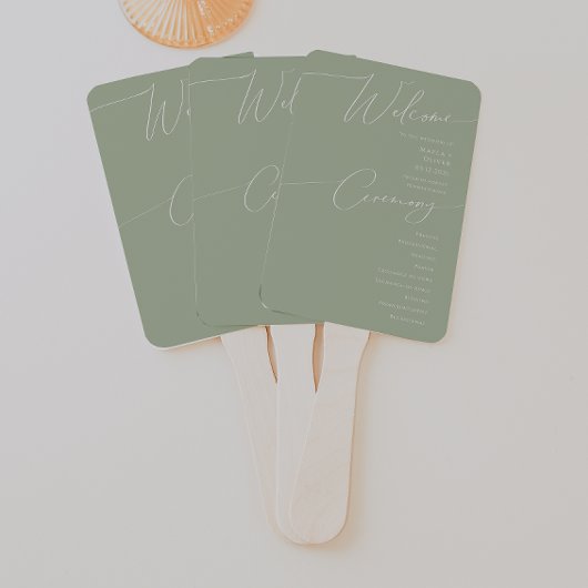 Whimsical Script | Programma Sage Green Wedding Handwaaier