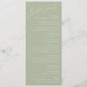 Whimsical Script | Programma Sage Green Wedding Programmakaart (Achterkant)