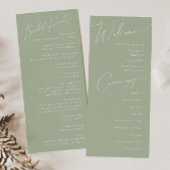 Whimsical Script | Programma Sage Green Wedding Programmakaart