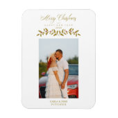 Whimsical Script Quote Foto Kerstserie Gold Magneet (Verticaal)