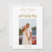 Whimsical Script Quote Photo Christmas Family Gold Feestdagenkaart (Voorkant)