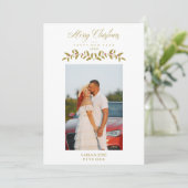 Whimsical Script Quote Photo Christmas Family Gold Feestdagenkaart (Staand voorkant)