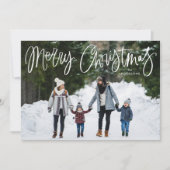 Whimsical Script Red Merry Christmas Foto Feestdagenkaart (Voorkant)