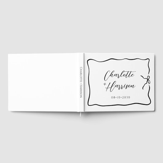 Whimsical Script Ribbon Border Wedding Gastenboek (Volledig)