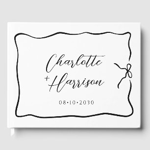 Whimsical Script Ribbon Border Wedding Gastenboek
