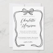 Whimsical Script Ribbon Border Wedding Kaart (Voorkant)