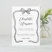 Whimsical Script Ribbon Border Wedding Kaart (Staand voorkant)
