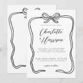 Whimsical Script Ribbon Border Wedding Kaart (Voorkant / Achterkant)