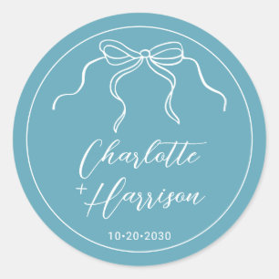 Whimsical Script Ribbon Border Wedding Ronde Sticker
