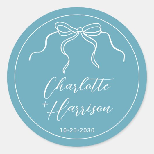 Whimsical Script Ribbon Border Wedding Ronde Sticker (Voorkant)