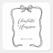 Whimsical Script Ribbon Border Wedding Vierkante Sticker (Voorkant)