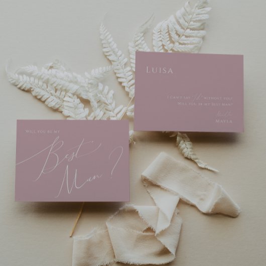 Whimsical Script | Roos Beste man Voorstel Kaart