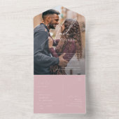 Whimsical Script | Roos Casual Fotozegel en Verzen All In One Uitnodiging (Binnen)