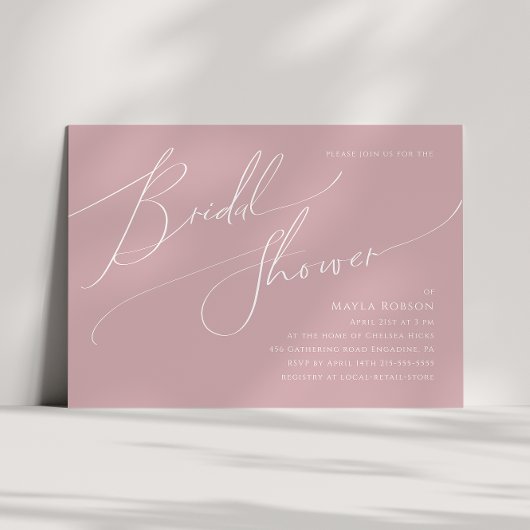 Whimsical Script | Roos horizontaal Vrijgezellenfe Kaart