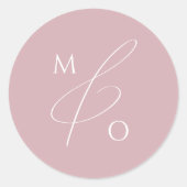 Whimsical Script | Roos monogram envelop Ronde Sticker (Voorkant)