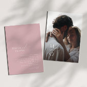 Whimsical Script | Roos Monogram Fotobruiloft Kaart