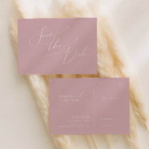 Whimsical Script   Roos van puin, behalve datum Uitnodiging Briefkaart