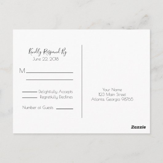 Whimsical Script RSVP Briefkaart (Achterkant)