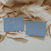 Whimsical Script | RSVP-Briefkaart met blauwe menu