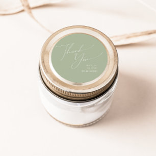 Whimsical Script   Sage Bedankt voor je bruiloft Ronde Sticker