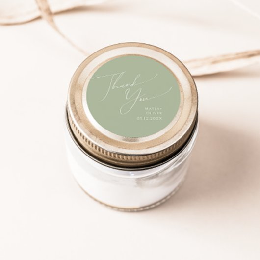Whimsical Script | Sage Bedankt voor je bruiloft Ronde Sticker