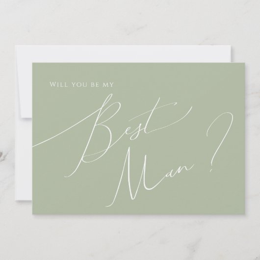 Whimsical Script | Sage Best Man proposal Kaart (Voorkant)