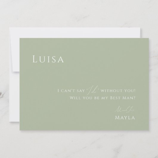 Whimsical Script | Sage Best Man proposal Kaart (Achterkant)