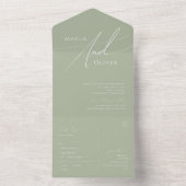 Whimsical Script | Sage Green Casual Seal and Send All In One Uitnodiging (Binnen)