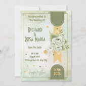 Whimsical Script | Sage Green Casual Wedding Kaart (Voorkant)