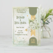 Whimsical Script | Sage Green Casual Wedding Kaart (Staand voorkant)