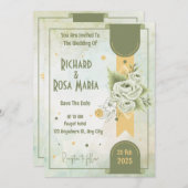 Whimsical Script | Sage Green Casual Wedding Kaart (Voorkant / Achterkant)