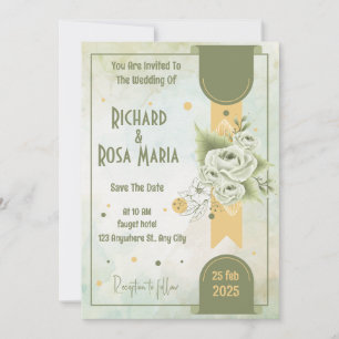 Whimsical Script   Sage Green Casual Wedding Kaart
