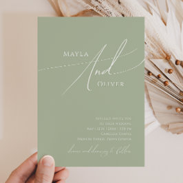 Whimsical Script | Sage Green Casual Wedding Kaart