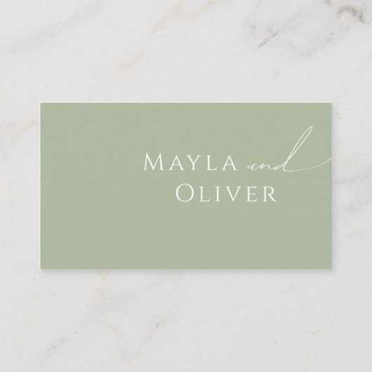 Whimsical Script | Sage Green Flat Wedding Plaatskaartje (Achterkant)
