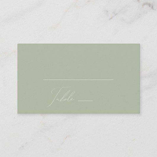 Whimsical Script | Sage Green Flat Wedding Plaatskaartje (Voorkant)