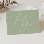 Whimsical Script Sage Green Folded Bedankt Card<br><div class="desc">Maak kennis met onze verbluffende whimsical script sage green gevouwen, dank u de perfecte kaart voor uw eenvoudige moderne boho spring viering. Ons elegante ontwerp omvat een levendig helder, pastelkleurpalet met een chic calligraphy script. Of u nu de voorkeur geeft aan een minimalistische of klassieke stijl, ons unieke bewerkbare product...</div>