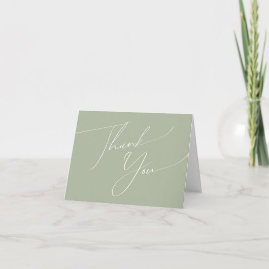 Whimsical Script Sage Green Folded Bedankt Card (Voorkant)