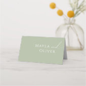 Whimsical Script | Sage Green Folded Plaatskaartje (Achterkant)