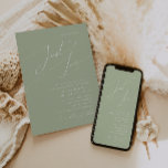 Whimsical Script | Sage Green Just Love Wedding Kaart<br><div class="desc">Introductie van ons verbluffende whimsical script | sage green just love bruiloft nodigt u uit voor uw eenvoudige moderne boho spring-feest. Ons elegante ontwerp omvat een levendig helder, pastelkleurpalet met een chic calligraphy script. Of u nu de voorkeur geeft aan een minimalistische of klassieke stijl, ons unieke bewerkbare product biedt...</div>