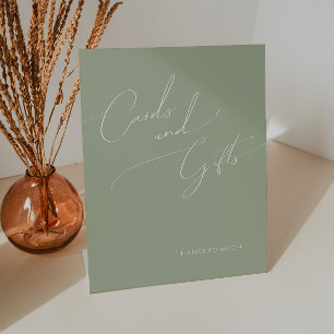 Whimsical Script   Sage Green Kaarten en Gifts Reclamebord Met Voetstuk