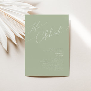 Whimsical Script Sage Green Let's Celebrate Kaart
