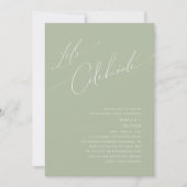 Whimsical Script | Sage Green Let's Celebrate Kaart (Voorkant)