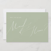 Whimsical Script | Sage Green Maid of Honor Kaart (Voorkant)