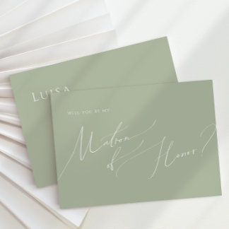 Whimsical Script | Sage Green Matron of Honor Kaar Kaart