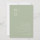 Whimsical Script | Sage Green Monogram Weddenschap Kaart (Voorkant)
