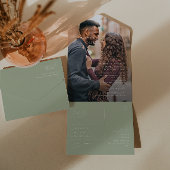 Whimsical Script | Sage Green Photo Seal and Send All In One Uitnodiging