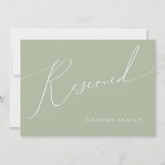Whimsical Script | Sage Green Reserved Sign (Achterkant)